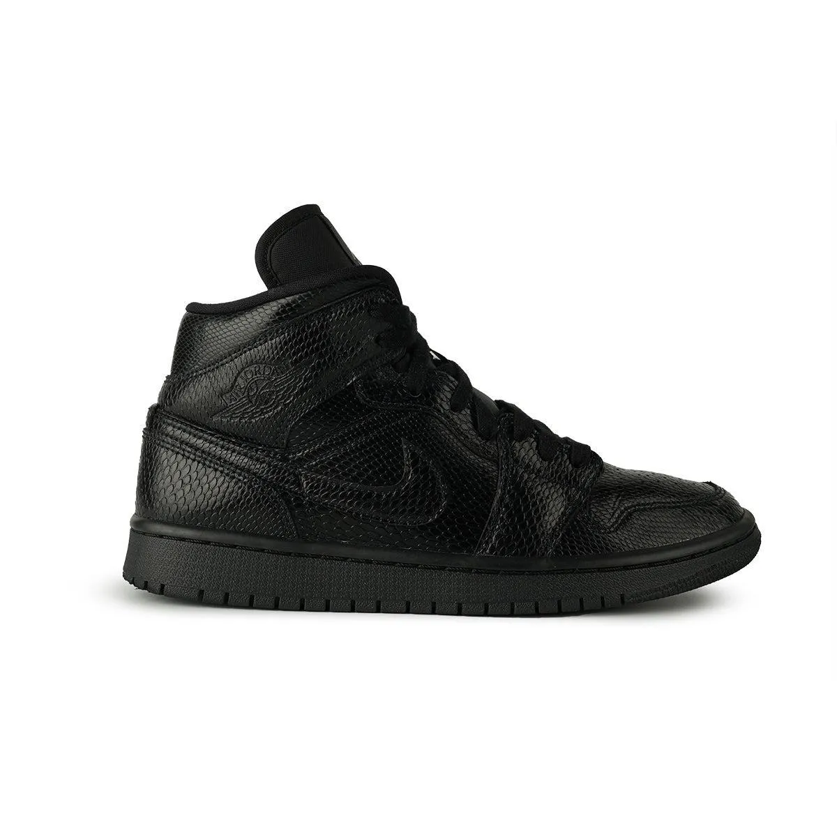 Air Jordan 1 Snakeskin High-Top Sneakers Snakeskin Emboss Leather Black Colour For Women