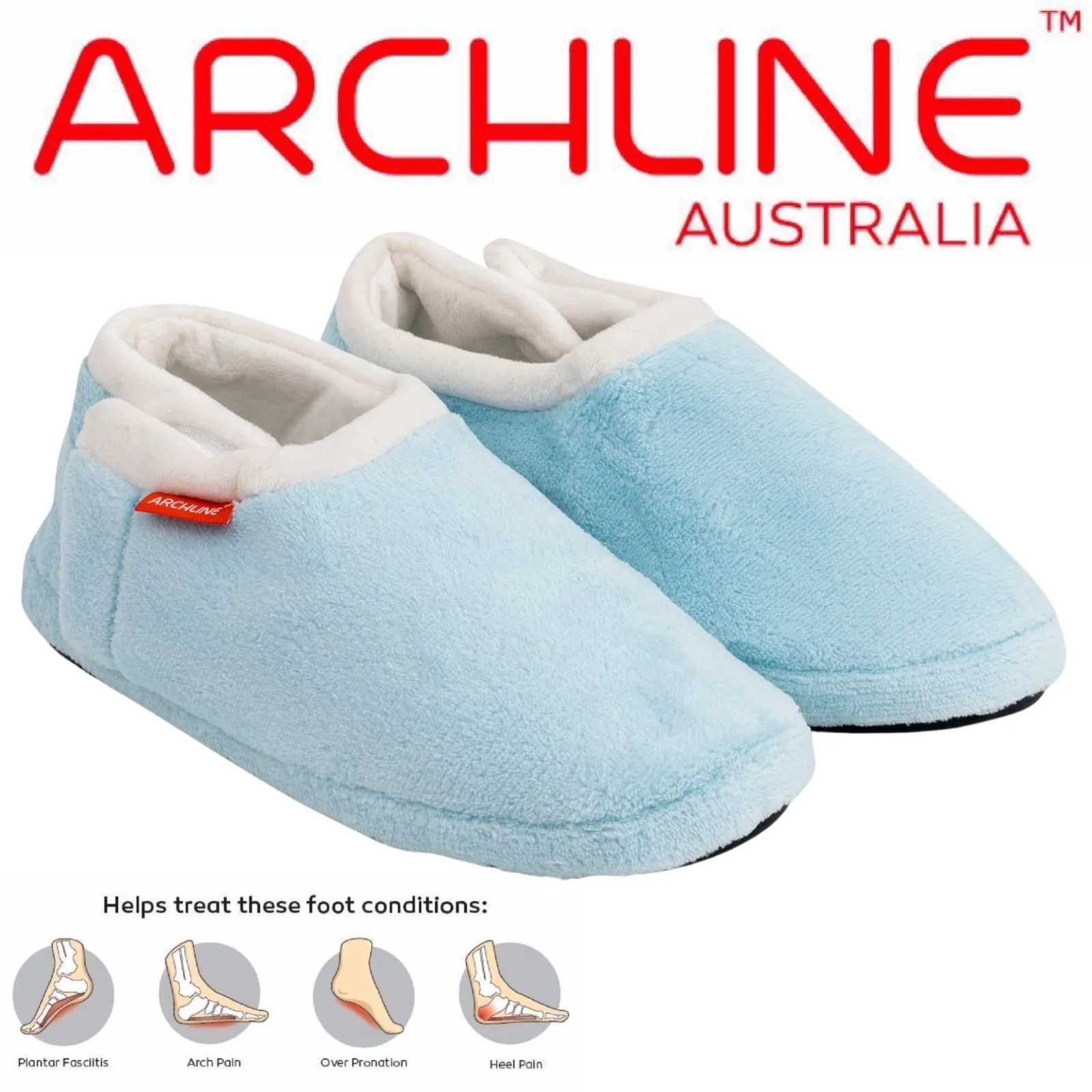 ARCHLINE Orthotic Slippers Closed Scuffs Pain Relief Moccasins - Sky Blue - EUR 37