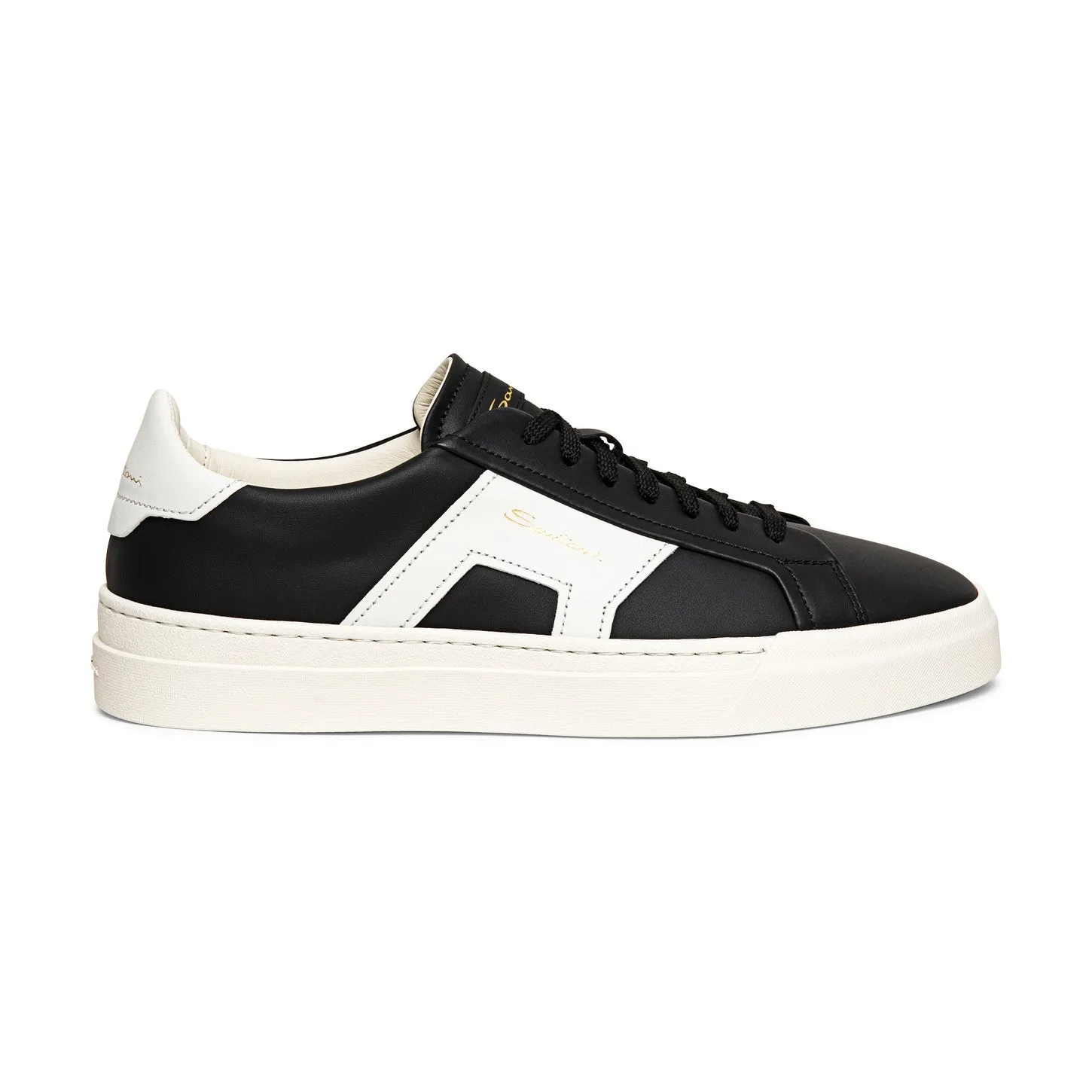 Black and White Leather Amelie Lace Up Sneakers - Summer 2024 Collection