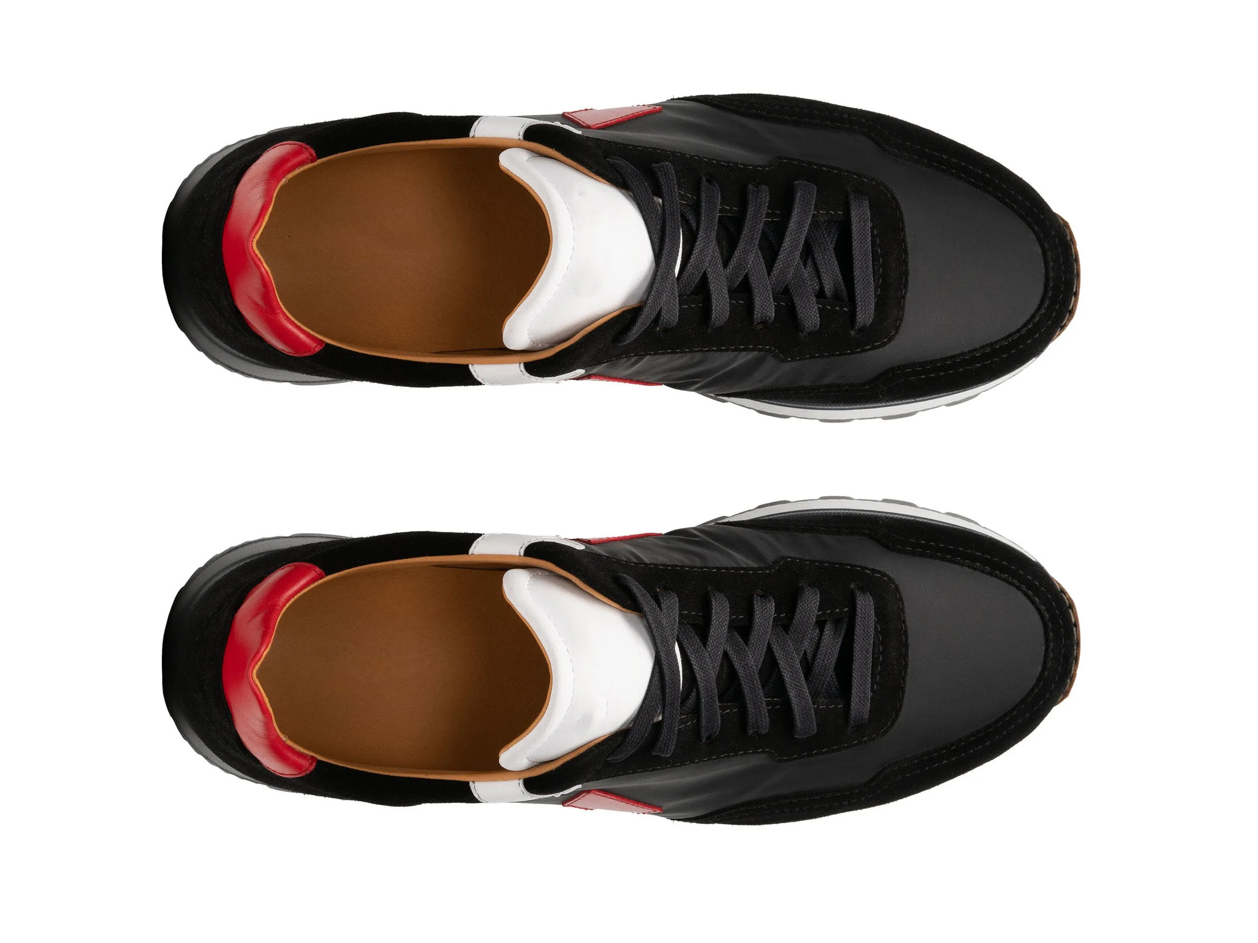 Black Leather and Suede Laivai Lace Up Running Sneaker Shoes