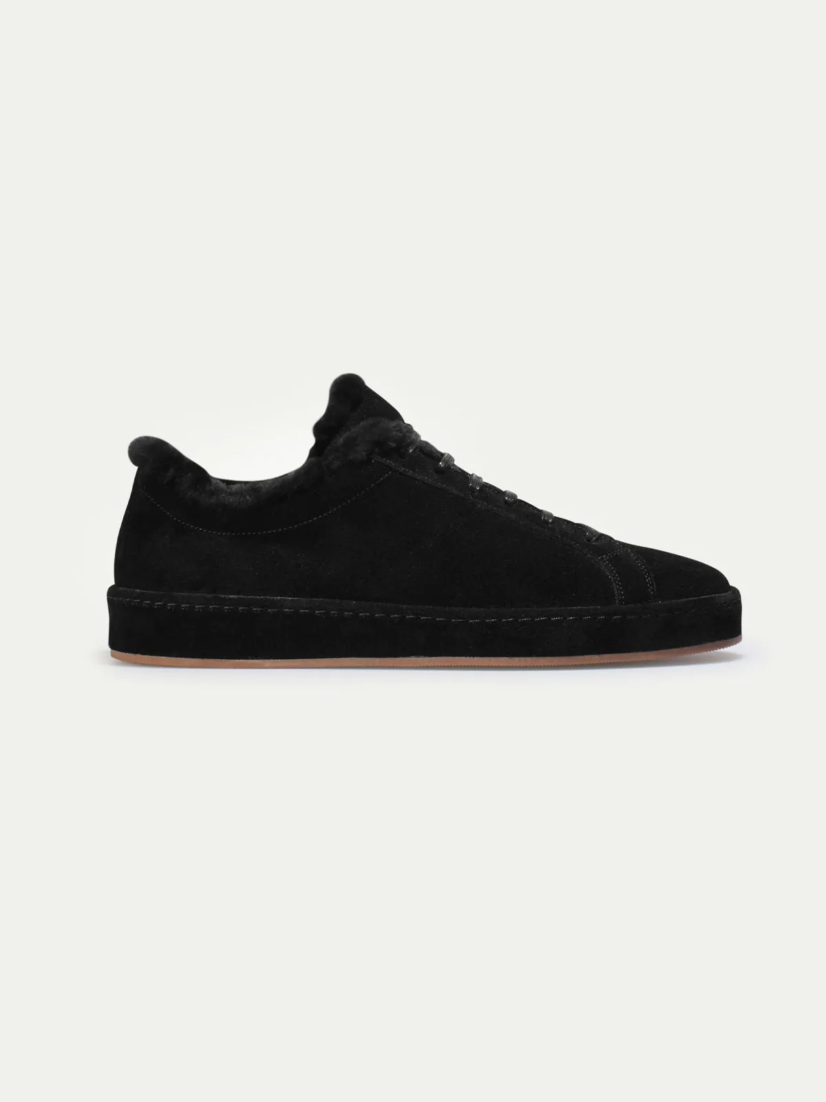 Black Suede Fleeced Eirene Lace Up Sneakers - AW24
