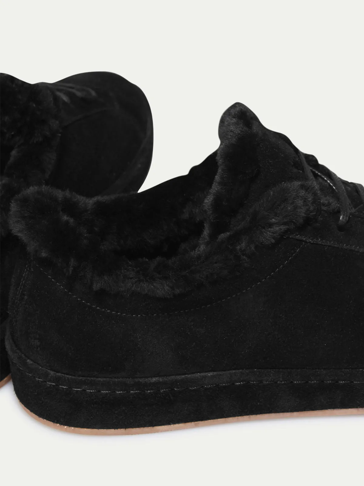 Black Suede Fleeced Eirene Lace Up Sneakers - AW24
