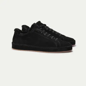 Black Suede Fleeced Eirene Lace Up Sneakers - AW24