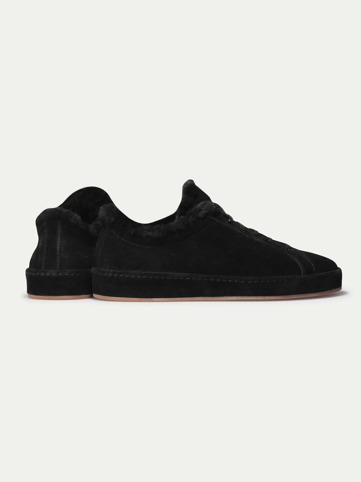 Black Suede Fleeced Eirene Lace Up Sneakers - AW24
