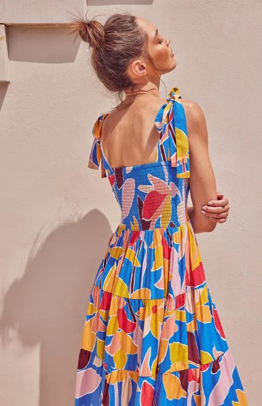 Boho Vibes Sleeveless Maxi Dress with Pop Print