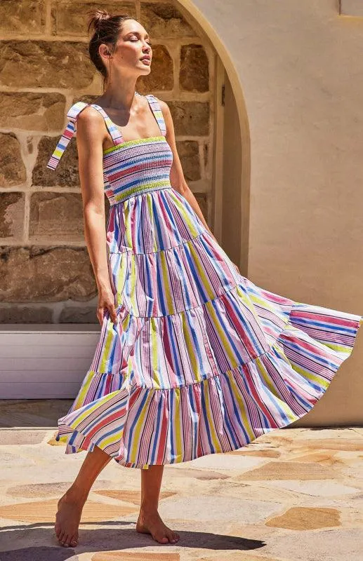 Boho Vibes Sleeveless Maxi Dress with Pop Print