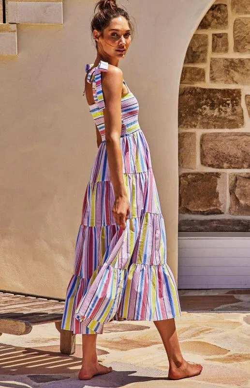 Boho Vibes Sleeveless Maxi Dress with Pop Print