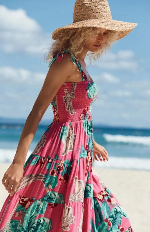 Boho Vibes Sleeveless Maxi Dress with Pop Print