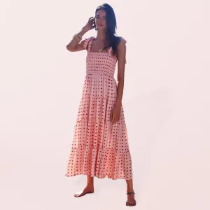 Boho Vibes Sleeveless Maxi Dress with Pop Print