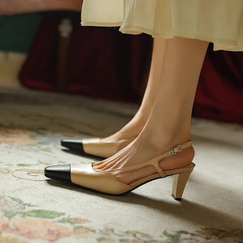Cap Toe Slingback Heels