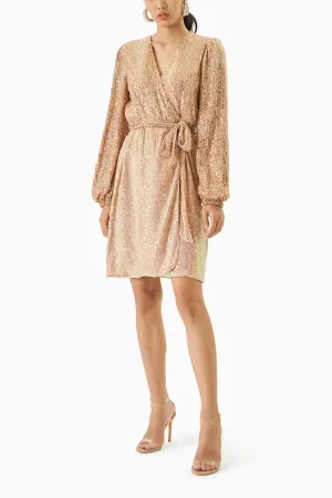 Champagne Wrap Sequin Dress