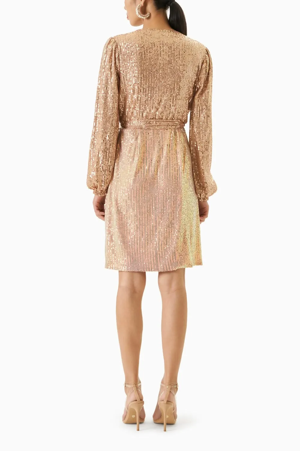 Champagne Wrap Sequin Dress