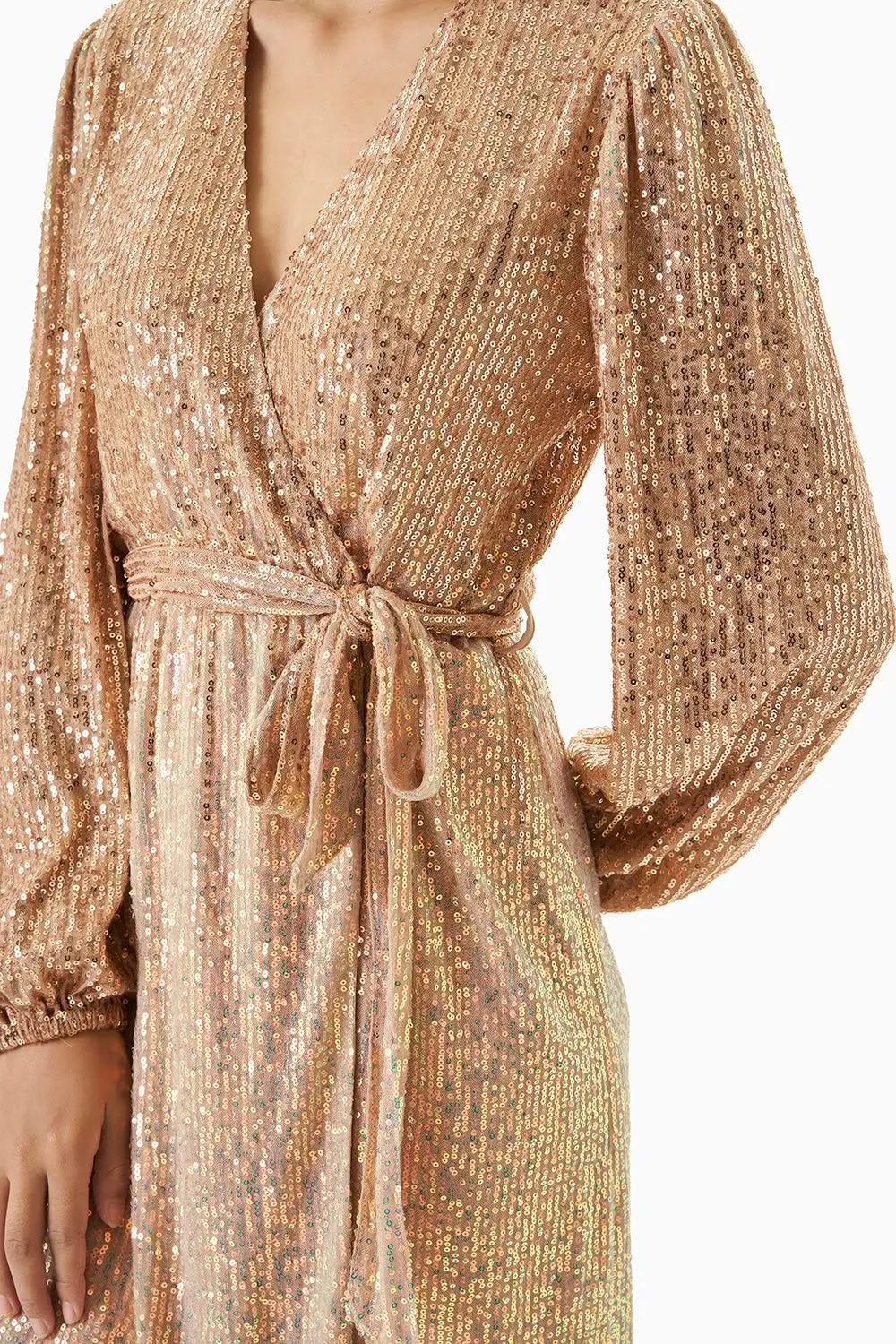 Champagne Wrap Sequin Dress