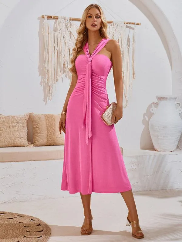 Chic Off-Shoulder Dress with Flowing Streamer Accents
