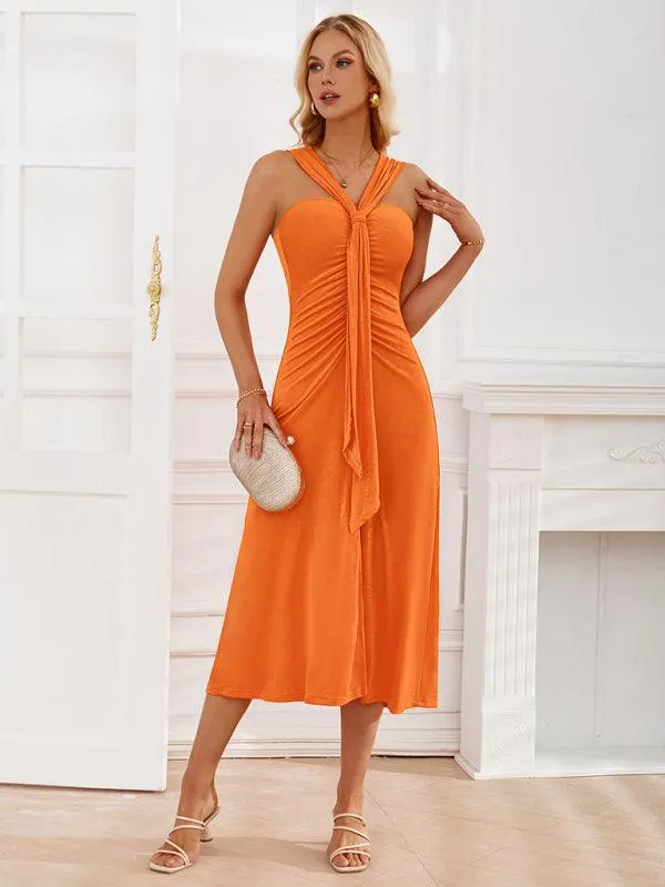 Chic Off-Shoulder Dress with Flowing Streamer Accents