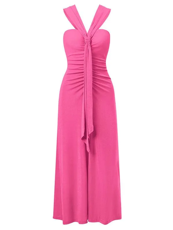 Chic Off-Shoulder Dress with Flowing Streamer Accents