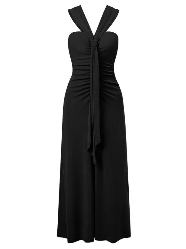 Chic Off-Shoulder Dress with Flowing Streamer Accents