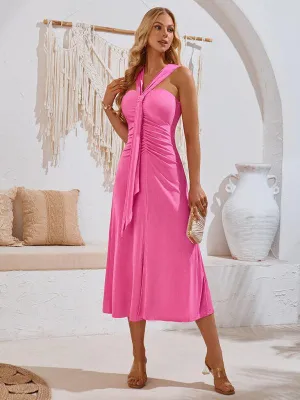 Chic Off-Shoulder Dress with Flowing Streamer Accents