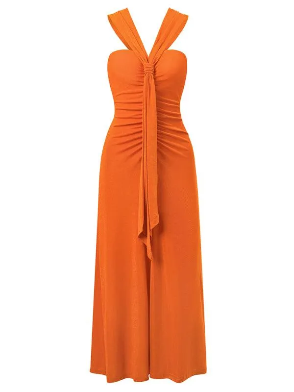 Chic Off-Shoulder Dress with Flowing Streamer Accents