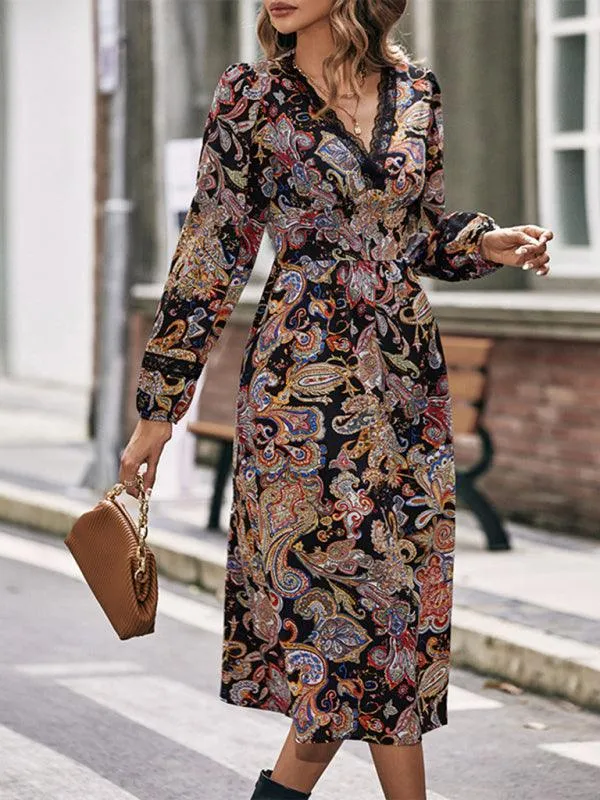 Elegant Floral Long Sleeve Maxi Dress for Women - Chic and Versatile Design