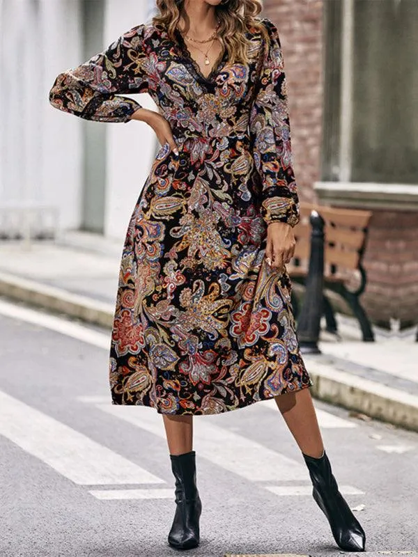 Elegant Floral Long Sleeve Maxi Dress for Women - Chic and Versatile Design