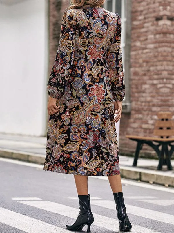 Elegant Floral Long Sleeve Maxi Dress for Women - Chic and Versatile Design