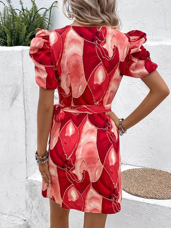 Elegant Floral V-neck Midi Dress