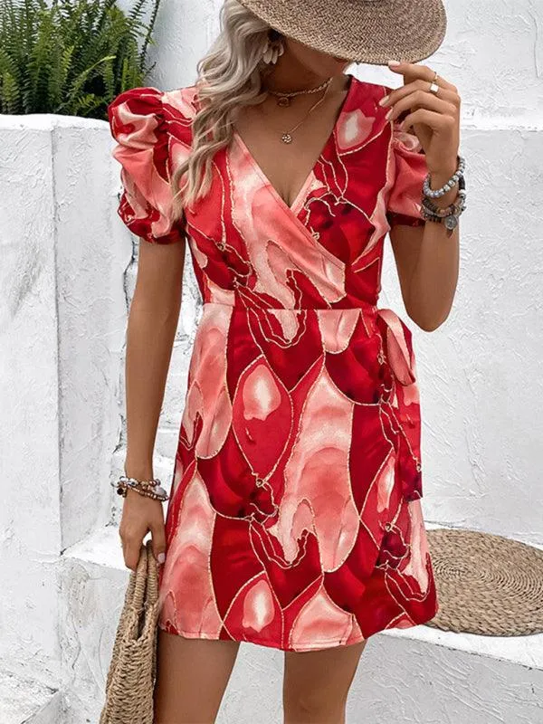Elegant Floral V-neck Midi Dress