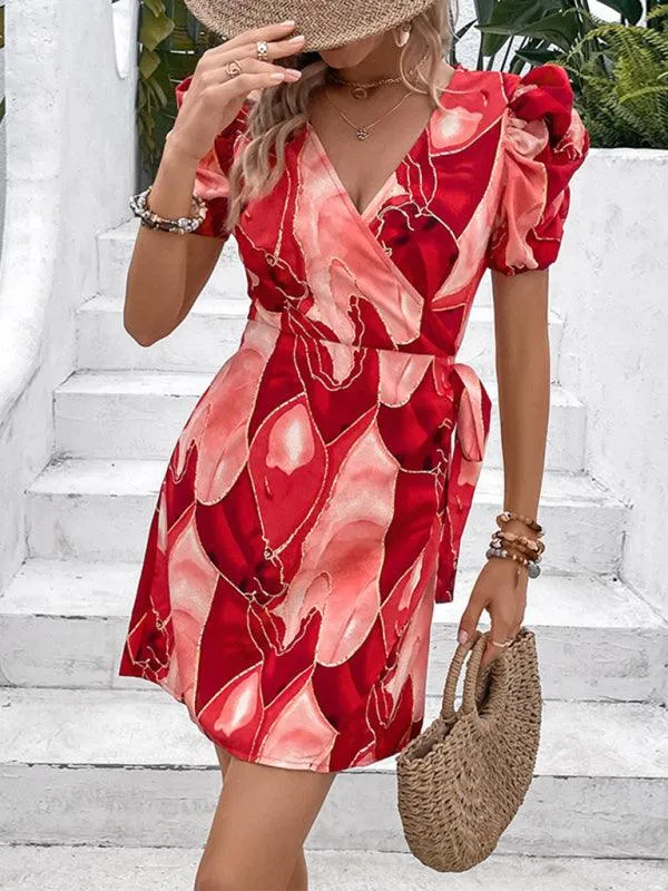 Elegant Floral V-neck Midi Dress