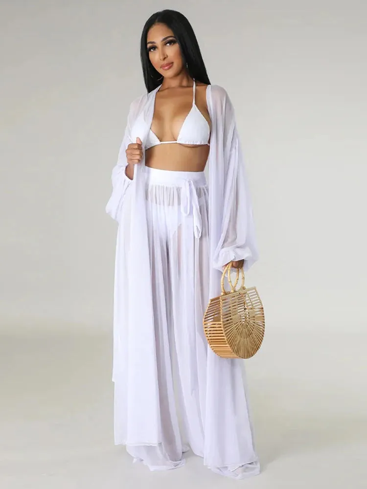 Elegant Sheer Blouse & Pants Set