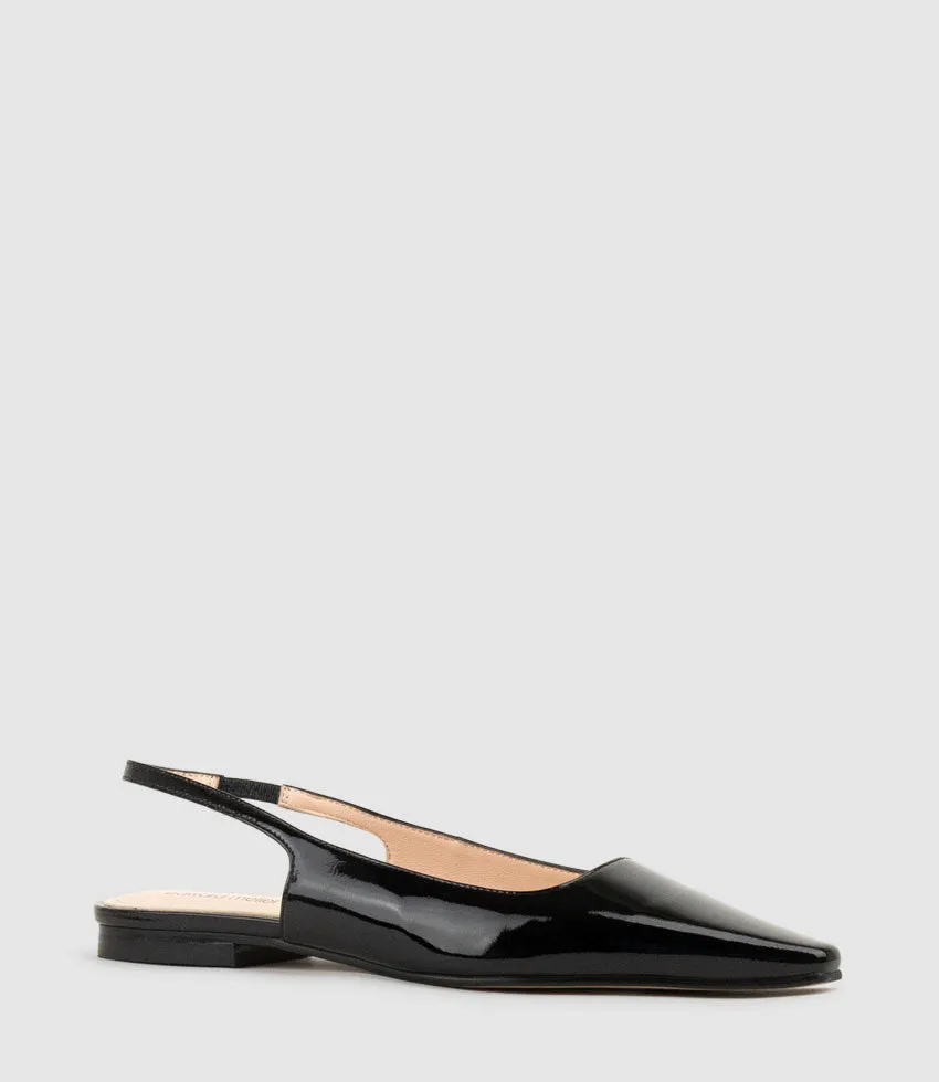 ELIANA Chiselled Slingback in Black Patent