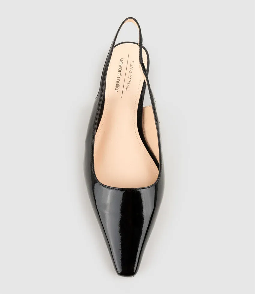 ELIANA Chiselled Slingback in Black Patent