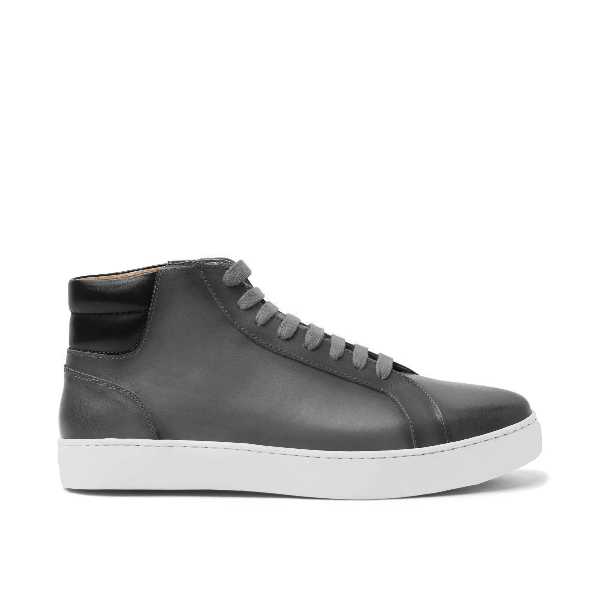 Flat Feet Shoes - Black Dark Silver Leather Angus Sneaker Boots with Arch Support