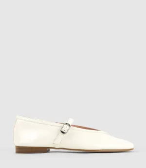 FLAVIA Choked Up Ballet with Strap in Bone Crinkle Patent
