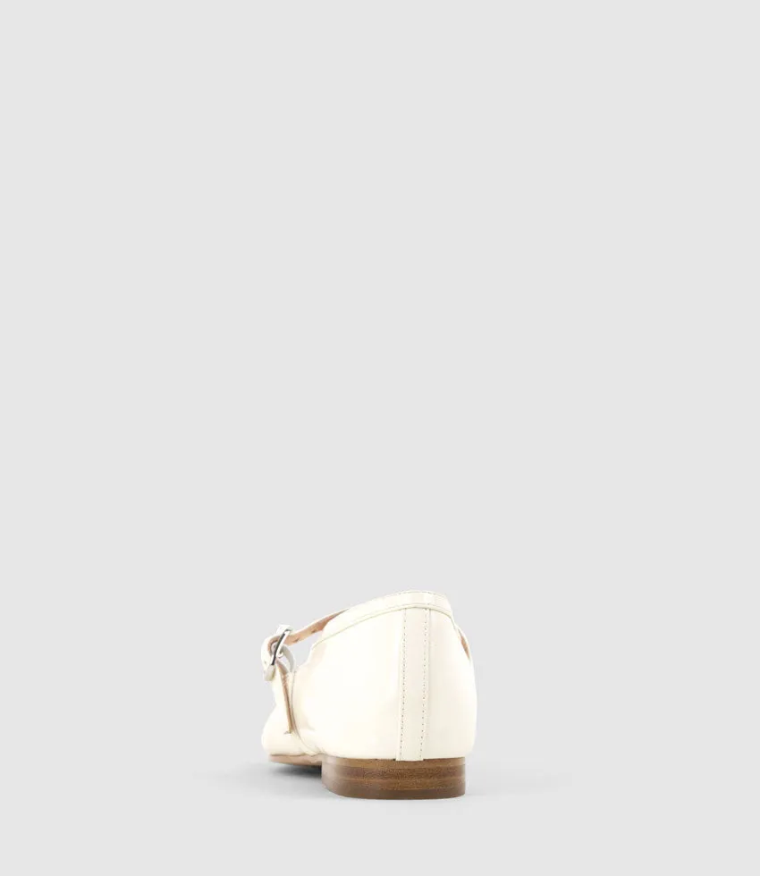 FLAVIA Choked Up Ballet with Strap in Bone Crinkle Patent