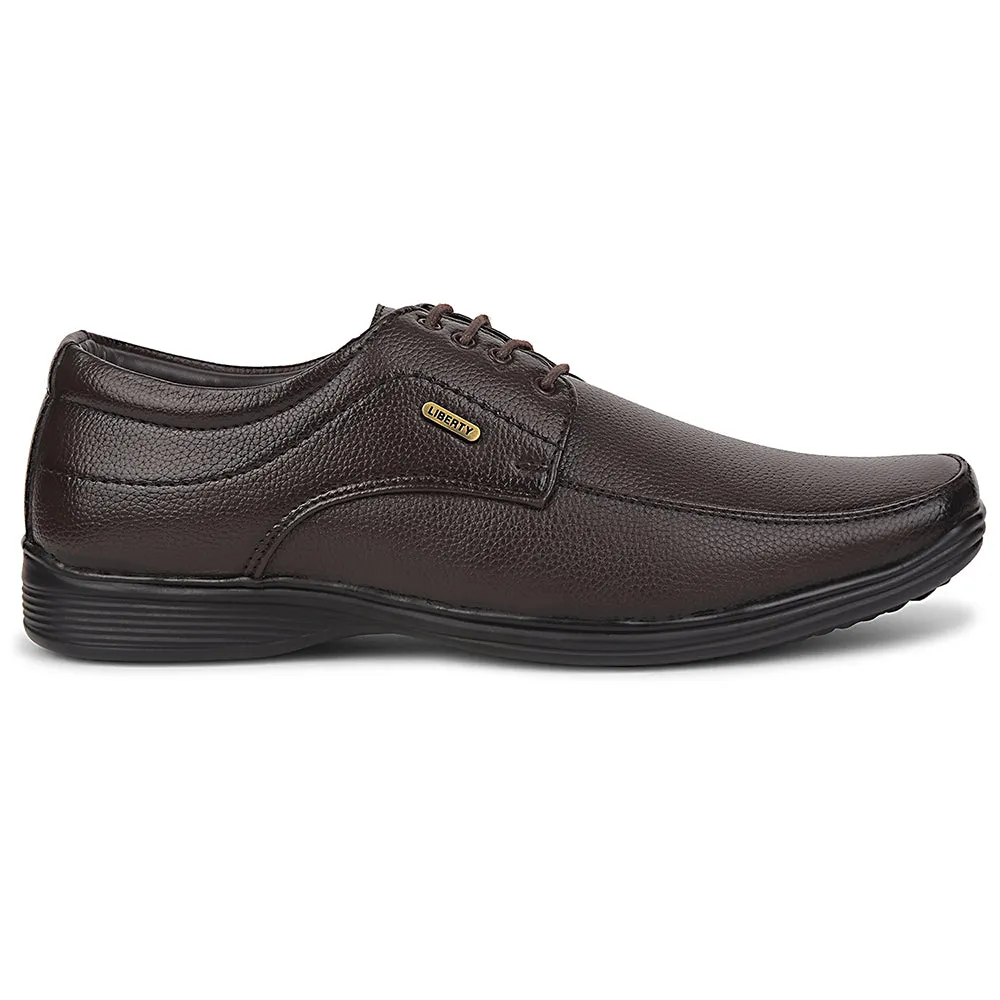 Fortune Brown Formal Lacing Derby Shoes For Men R573-05 By Liberty