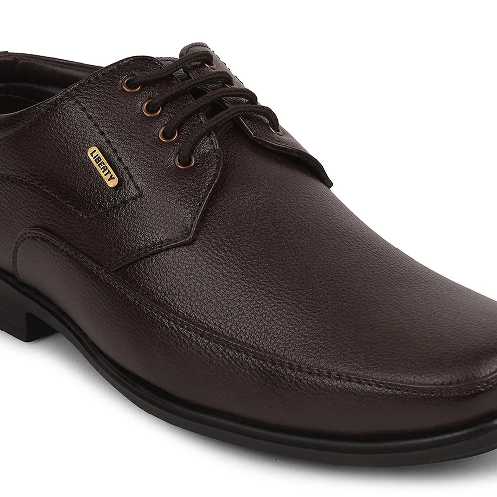 Fortune Brown Formal Lacing Derby Shoes For Men UVL-134 By Liberty