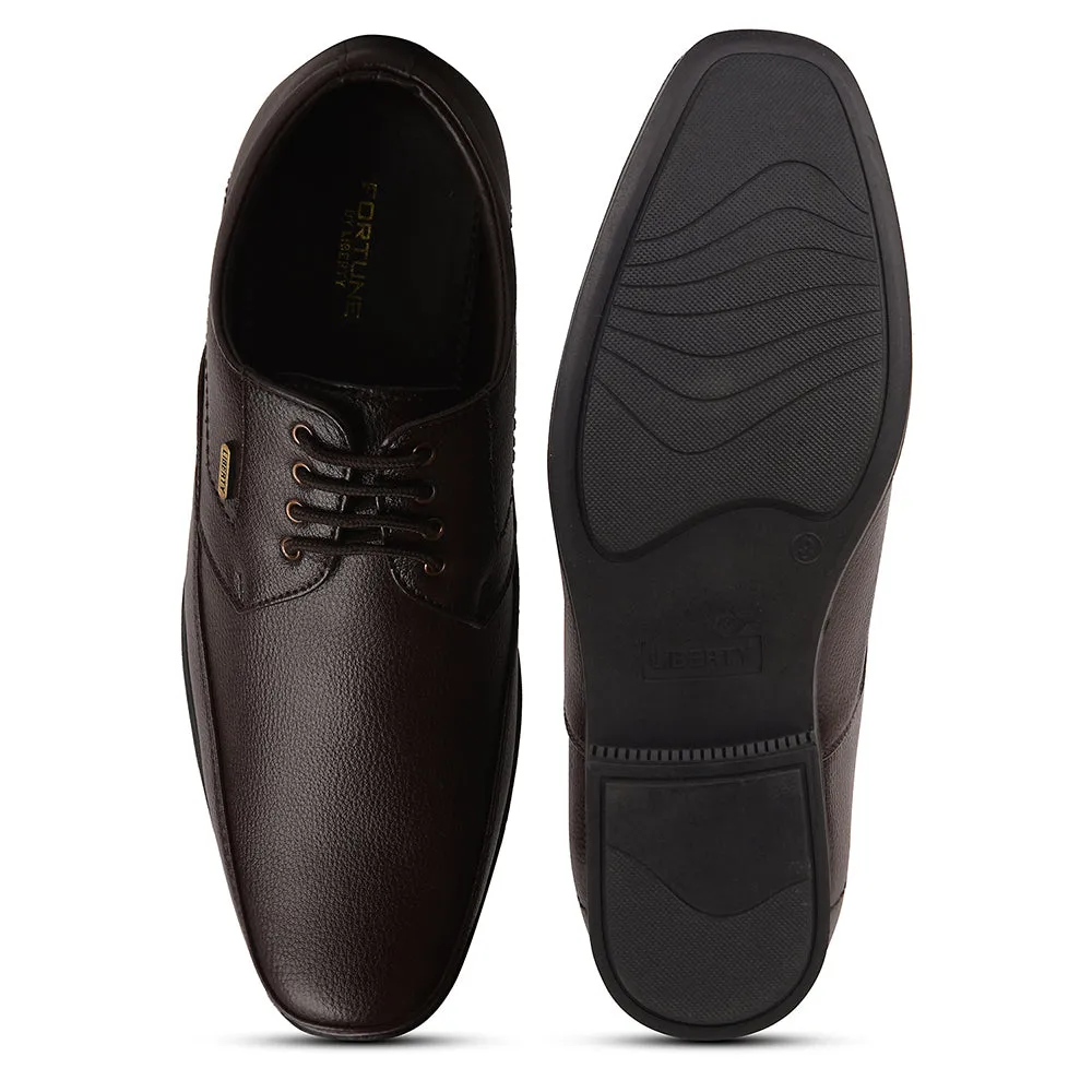 Fortune Brown Formal Lacing Derby Shoes For Men UVL-134 By Liberty
