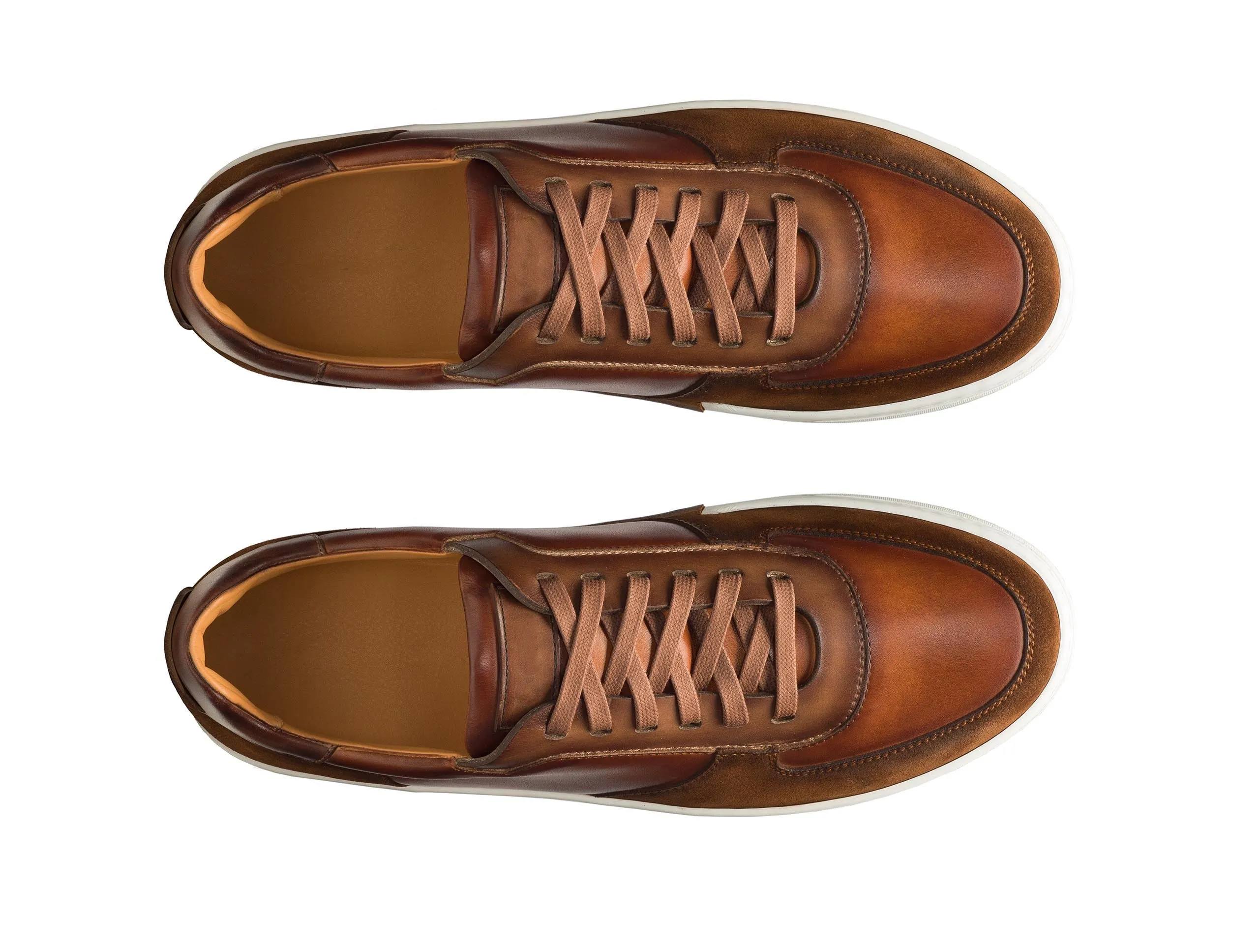 Height Increasing Tan Suede and Leather Nasinu Lace Up Sneakers