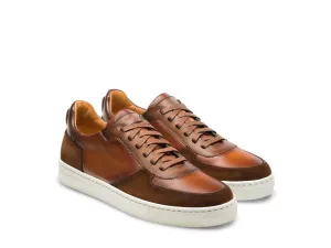 Height Increasing Tan Suede and Leather Nasinu Lace Up Sneakers