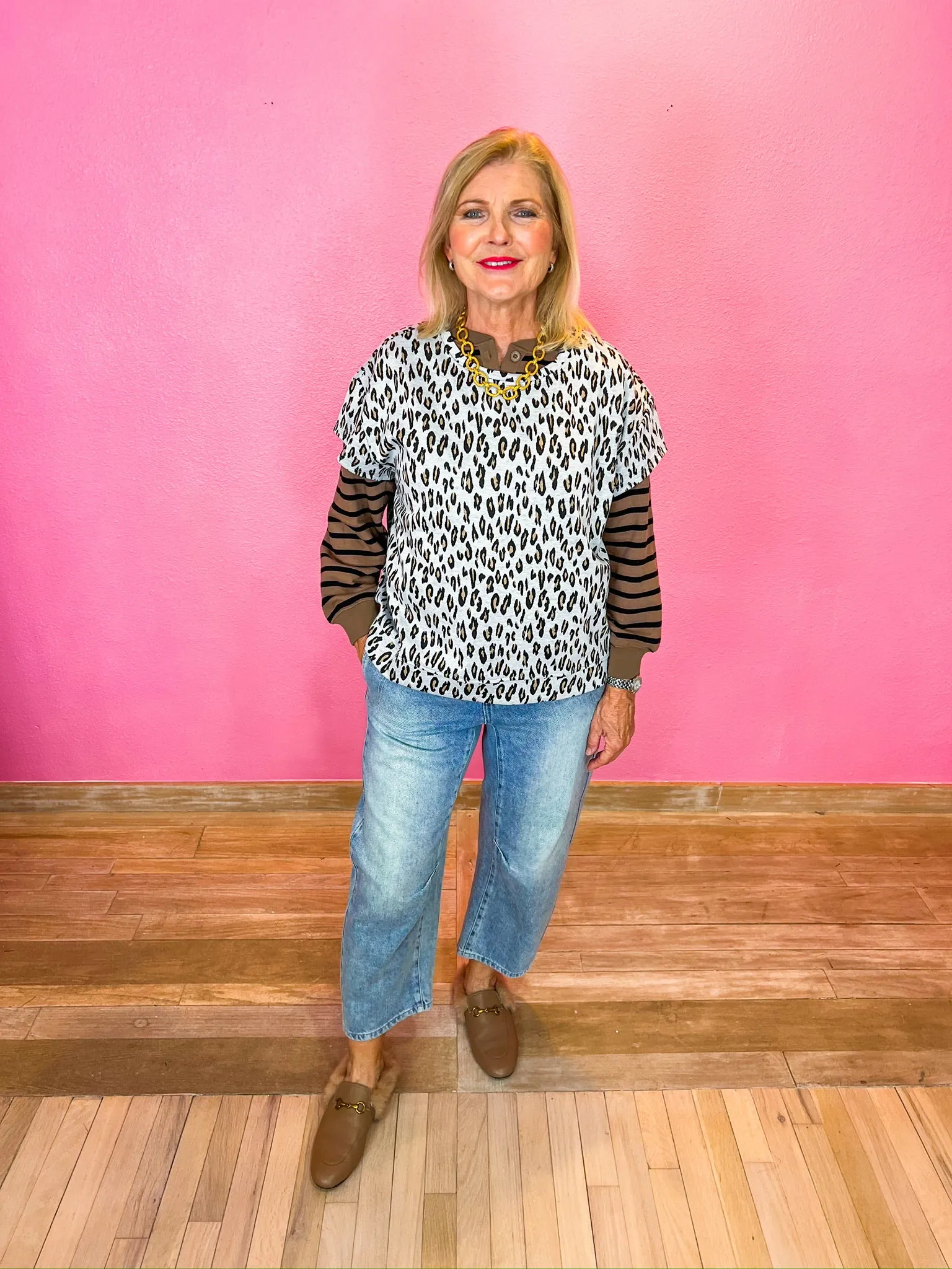 In Plain Sight Top - Grey Leopard