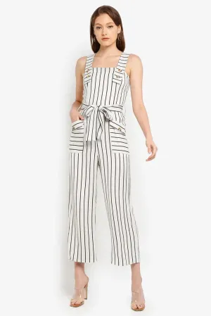 Ivory Stripe Pinafore Jumpsuit