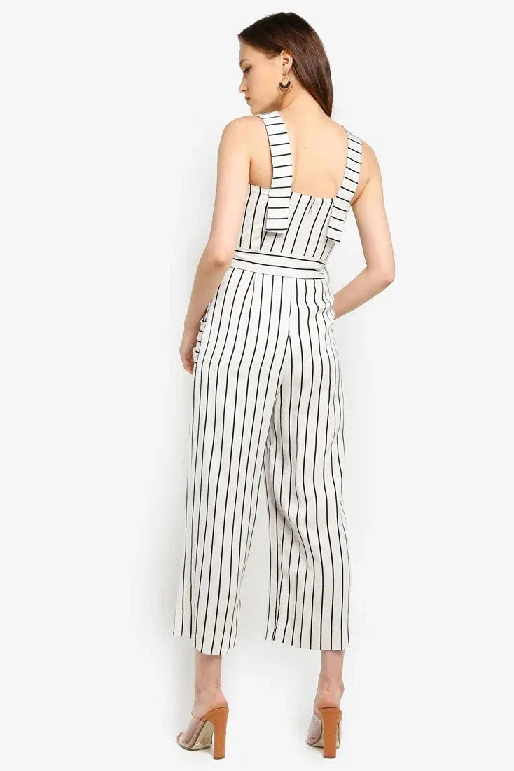Ivory Stripe Pinafore Jumpsuit