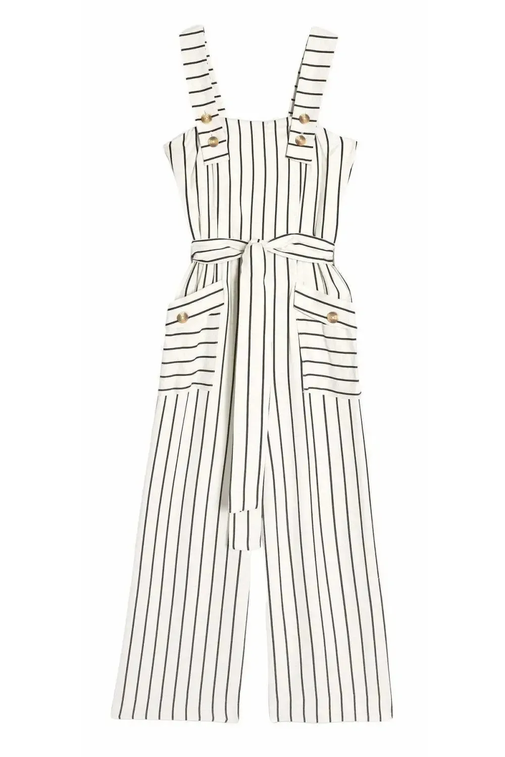 Ivory Stripe Pinafore Jumpsuit