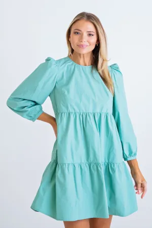 Jade Poplin Tier Dress