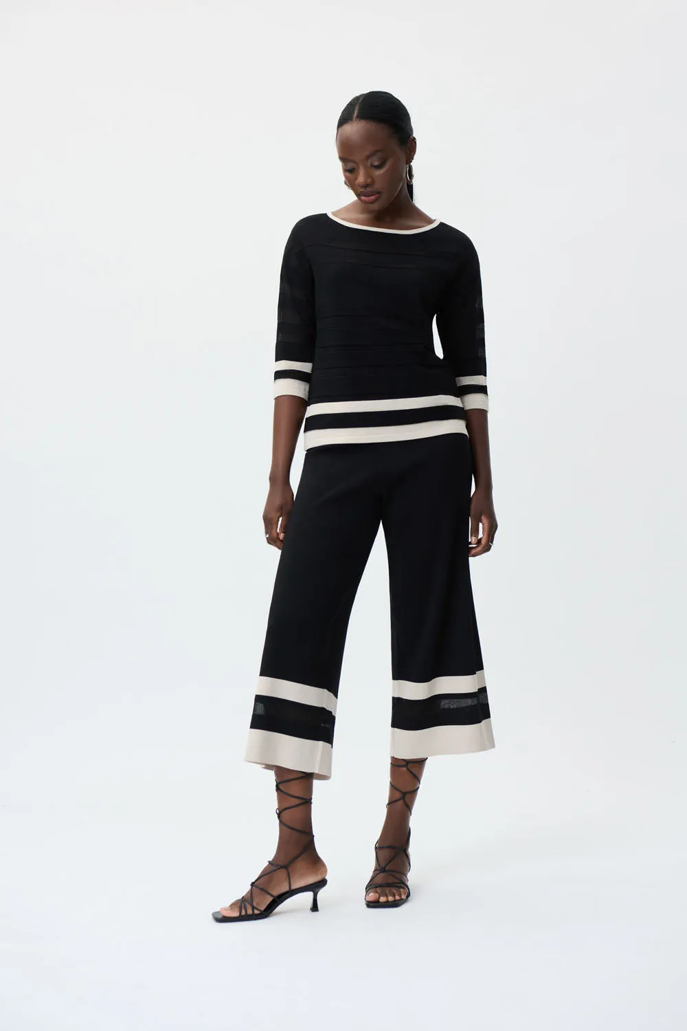 Joseph Ribkoff Black/Moonstone Knit Top Style 231937