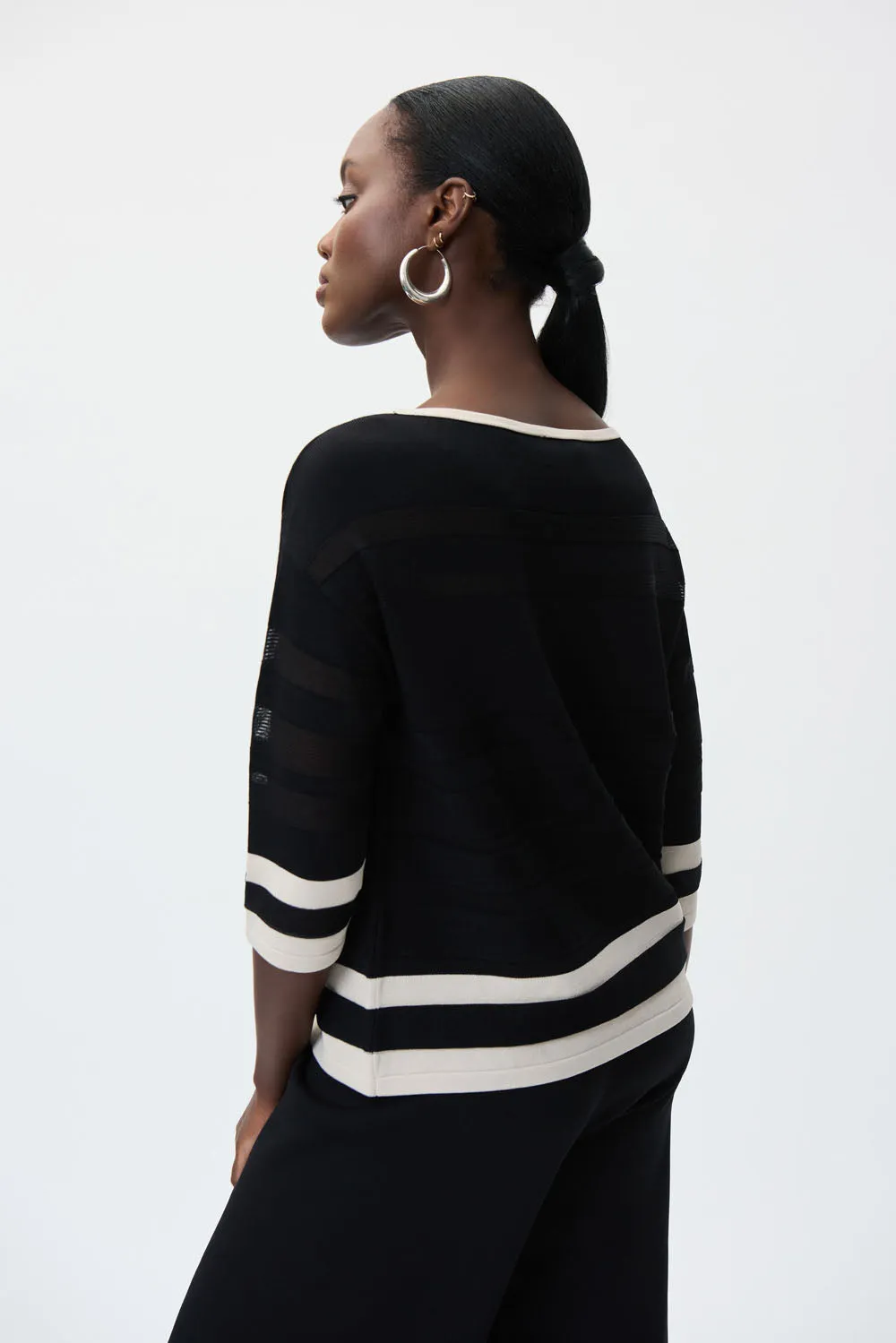 Joseph Ribkoff Black/Moonstone Knit Top Style 231937