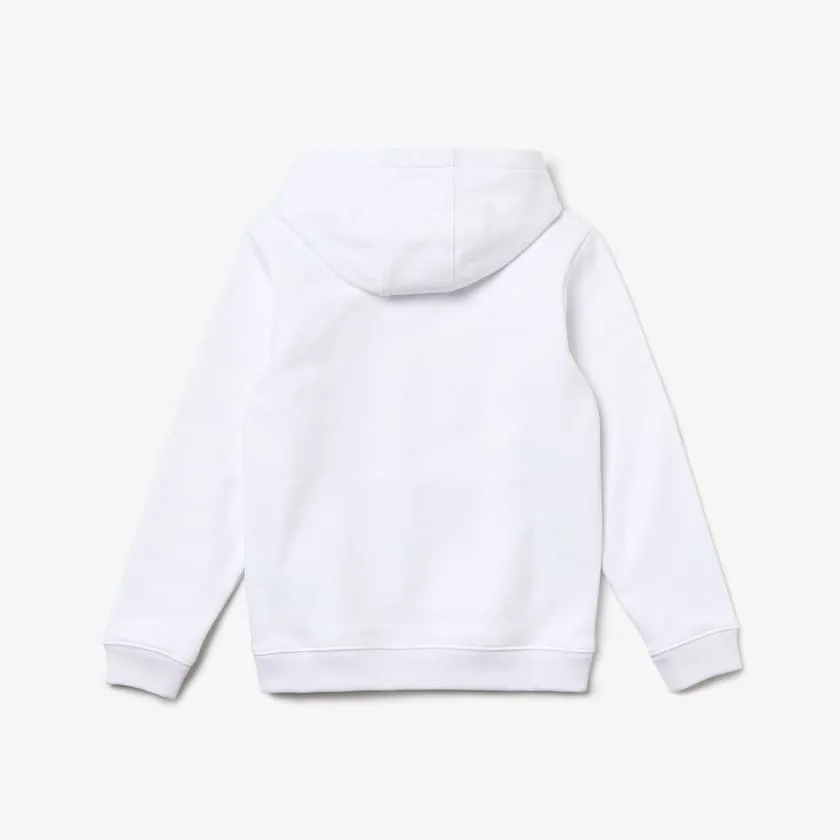 Lacoste Kids Crocodile Cotton Hoodie Sweatshirt White SJ4283 001