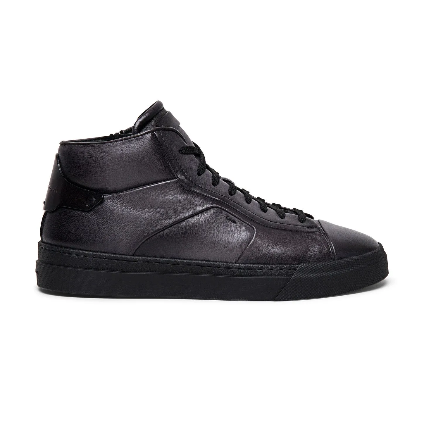 Luxury Edition - Artisian Made Black Italian Leather Wolfton Lace Up High Top Sneakers - AW24