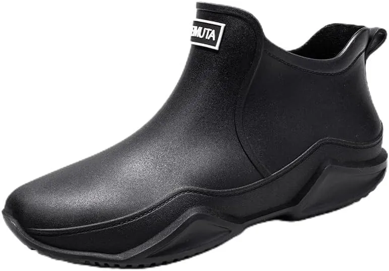 Men's and women's outdoor waterproof and anti slip rain boots, fashionable short rain boots, garden shoes, ankle deck boots